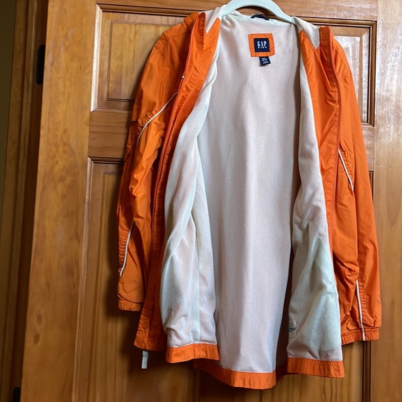 Vintage GAP Kids Girls XXL 14 16 Orange hooded rain jacket windbreaker - Picture 3 of 5